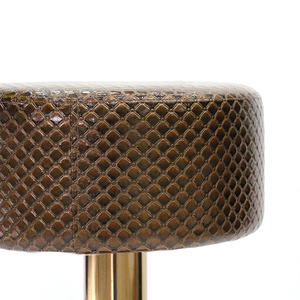 Swivel Stainless Steel High <b>Bar</b> Chair Rounded <b>Stool</b> With Footrest Barber <b>Leather</b> Cushion Restaurant Furniture - Modern Simple - Product Image 4