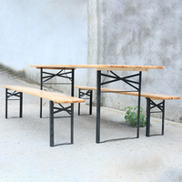 Ensemble table et banc pliants en bois de sapin massif, légers, portables, gain de place, pour extérieur, jardin, camping, pique-nique, patio, cour.