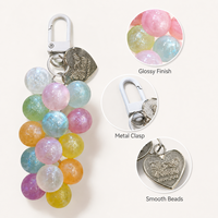 Porte-clés pendentif grappe de raisins en acrylique givré, mignon, avec breloque fruit en cristal, décoration pour sac, cadeau pour femme et fille, idéal pour les fêtes