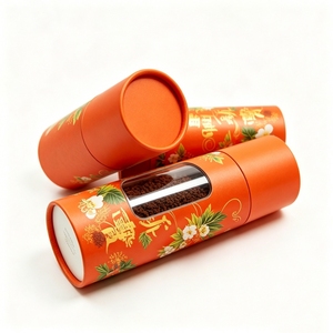 Custom Food Grade Round Kraft Cardboard Cylinder Paper Tube Packaging with Clear PVC Window for <b>Coffee</b> <b>Beans</b> Organic Tea Nuts - Product Image 1