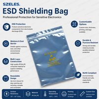 Sac antistatique ESD personnalisé avec logo pour composants électroniques PCB IC, sac de protection antistatique avec fermeture éclair