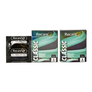 Préservatifs classiques en latex Recare, 3 pièces par boîte, certifiés CE ISO, personnalisation OEM disponible - Product Image 1