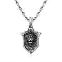 Collier extravagant de haute qualité avec pendentif bouclier de lion, collier cool pour hommes, hip hop, animal, chaîne en acier titane, collier punk