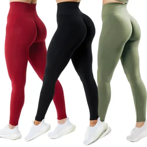 Artı boyutu kadın spor dikişsiz ganimet tozluk yüksek bel elastik spor salonu pantolonu kadın egzersiz itme Yoga tozluk