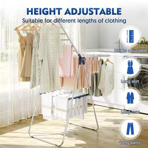 Stendibiancheria in Metallo Regolabile in Altezza, Appendiabiti e Stendini Pieghevoli per Lavanderia, Vendita all'Ingrosso - Product Image 4