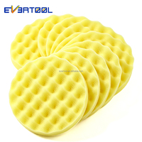 Tampon de polissage en mousse ondulée jaune EVERTOOL, fixation auto-agrippante, pour polisseuse de voiture DA RO
