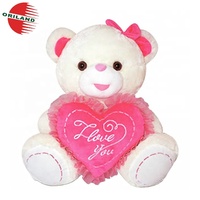 Jouet en peluche ours mignon, ours en peluche de la Saint-Valentin avec cœur rouge