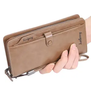 Dompet kulit bisnis pria, Retro, kapasitas besar, Hipster, kartu kredit Id, sisipan dompet koin