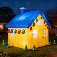 Maison gonflable de Noël Santa Grotto pour la décoration extérieure de Noël de cour tente de neige de maison de glace