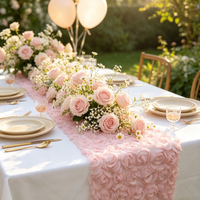 Chemin de table en rosette de haute qualité pour les mariages, les fêtes, les banquets, la décoration, chemin de table en rosette adapté aux tables rectangulaires et rondes