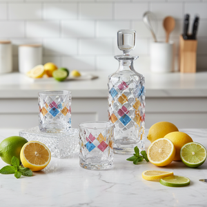 6개 위스키 잔 세트와 1개 크리스탈 디캔터, 우아한 위스키 텀블러 잔, 가정용 바 호텔 도매 대량 공급 - Product Image 1