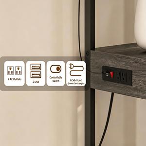 Étagère de cuisine Comfuri en bois avec prises électriques, lumières LED, chariot de rangement à 5 niveaux, station café, support pour <span class=keywords><strong>micro</strong></span>-<span class=keywords><strong>ondes</strong></span>, imperméable - Product Image 4