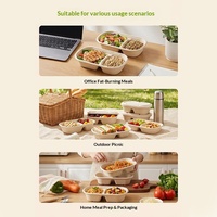 Boîte à lunch rectangulaire jetable en pulpe de canne à sucre - Vaisselle biodégradable de qualité alimentaire pour pique-nique, plats à emporter, salades et fruits