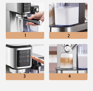 2024 Offre Spéciale 20Bar petite Machine à café expresso en acier inoxydable Semi automatique professionnel Commercial maison hôtel réservoir de lait - Product Image 6