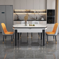 Ensemble de salle à manger moderne minimaliste 6 places Table carrée et ronde extensible à double usage pour la maison ou l'hôtel