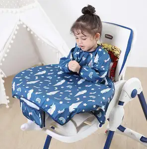 Wasserdichte Overalls Overall Fütterung tisch Hochstuhl Baby Entwöhnung Lätzchen Kittel Schürze befestigt an Hochstuhl Langarm Lätzchen