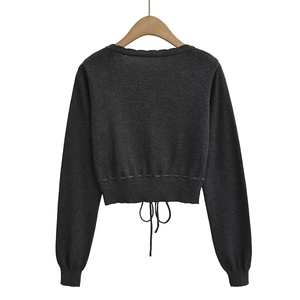 ZATRHMBM Nouvelle Collection Printemps/Automne 2026 – <span class=keywords><strong>Cardigan</strong></span> Court en Maille pour Femme, à Nouer à la Taille, Décontracté et Élégant, Manches Longues, Polyvalent - Product Image 3