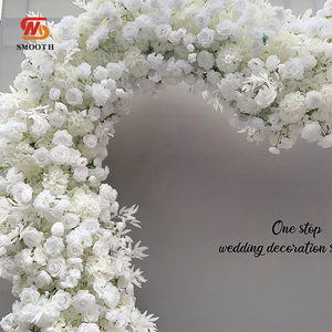 Decoración de Escenario para Bodas y Eventos, Arco de Cuerno en Forma de Corazón con Hilera de Rosas Blancas Hechas a Mano en Fábrica, Suaves, para el Día de San Valentín - Product Image 3