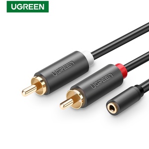 UGREEN AV102 3,5mm <span class=keywords><strong>hembra</strong></span> <span class=keywords><strong>a</strong></span> 2 <span class=keywords><strong>RCA</strong></span> macho <span class=keywords><strong>Cable</strong></span> chapado en oro estéreo <span class=keywords><strong>RCA</strong></span> adaptador de Audio <span class=keywords><strong>auxiliar</strong></span> carcasa de Metal Flexible <span class=keywords><strong>RCA</strong></span> Y <span class=keywords><strong>Cable</strong></span> - Product Image 1