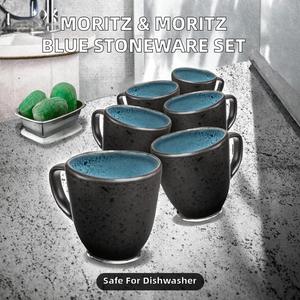 Juego de Tazas de Café Orgánicas Modernas <span class=keywords><strong>Moritz</strong></span>, 6 Tazas Azules Hechas de Gres Resistente con Diseño Degradado Único, Aptas para Lavavajillas - Product Image 2