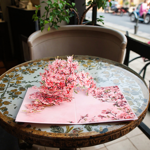 Nouvelle Arrivée Créative : Carte de Vœux Pop-up 3D Fleur de Cerisier avec Espace pour Message, Idéale pour Anniversaires, Mariages, Bénédictions - Product Image 2