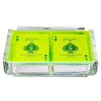 Acrylique coulissant coloré 2 ponts de cartes à jouer boîte organisateur de rami boîte Canasta porte-cartes plateau