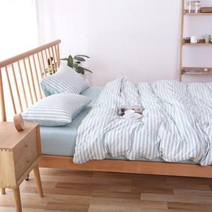 Juego de Ropa de Cama de Jersey 100% Algodón al por Mayor, Funda de Edredón, Funda de Almohada, Juego de Sábanas a Rayas - Product Image 4