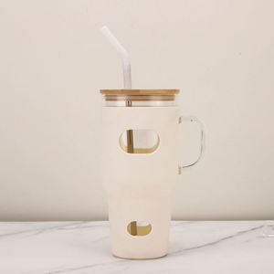 Gobelet en verre de 32 oz avec poignée et manchon en silicone pour les chauffeurs de VTC - Product Image 3