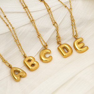 Women's Stainless Steel Letter Necklace Alphabet Pendant Beaded Chain Everyday Wear Jewelry - Product Image 2