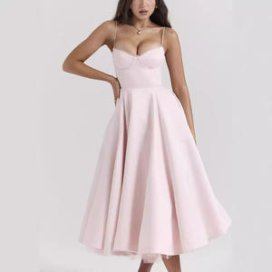 Dames Mouwloze Verjaardagsfeestje Jurk Lichte Midi Jurk Voor Prom Party Kleur - Product Image 1