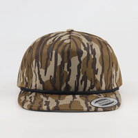 Casquette de baseball non structurée à 5 panneaux, imprimé camouflage intégral, pour la chasse, à visière plate, personnalisable, avec cordon réglable et fermeture snapback, vente en gros