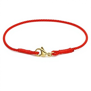 XD MB013 Bracelet de remplacement en coton tressé à la main rouge, avec perles de transfert à petit trou, pour hommes et femmes, utilisable comme bracelet ou bracelet de cheville - Product Image 1