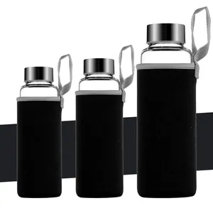 300ml 420ml 500ml 1000ml promotional Car water bottles with black neoprene sleeve hot sale