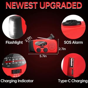 Emergency Hand Crank Radio with <b>LED</b> <b>Flashlight</b> AM/FM Portable Weather Radio with 2000mAh USB Charged Solar Radio Emergency - Product Image 3