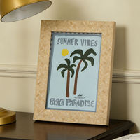 Cadre photo en rotin tressé 13x18cm avec impression Palmiers d'été et Paradis de plage, décoration murale pour la maison, les hôtels et les espaces bord de mer