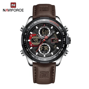 Montre chronographe pour homme Naviforce 9197, cadran vert, tachymètre, bracelet en cuir, étanche, affichage de la date et du jour, sport, quartz - Product Image 4