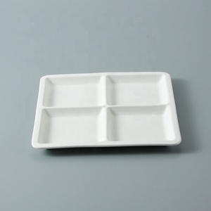 Piatti da portata Taiqiao in ceramica di alta qualità, in porcellana bianca, con 4 scomparti, per antipasti, per ristoranti - Product Image 1