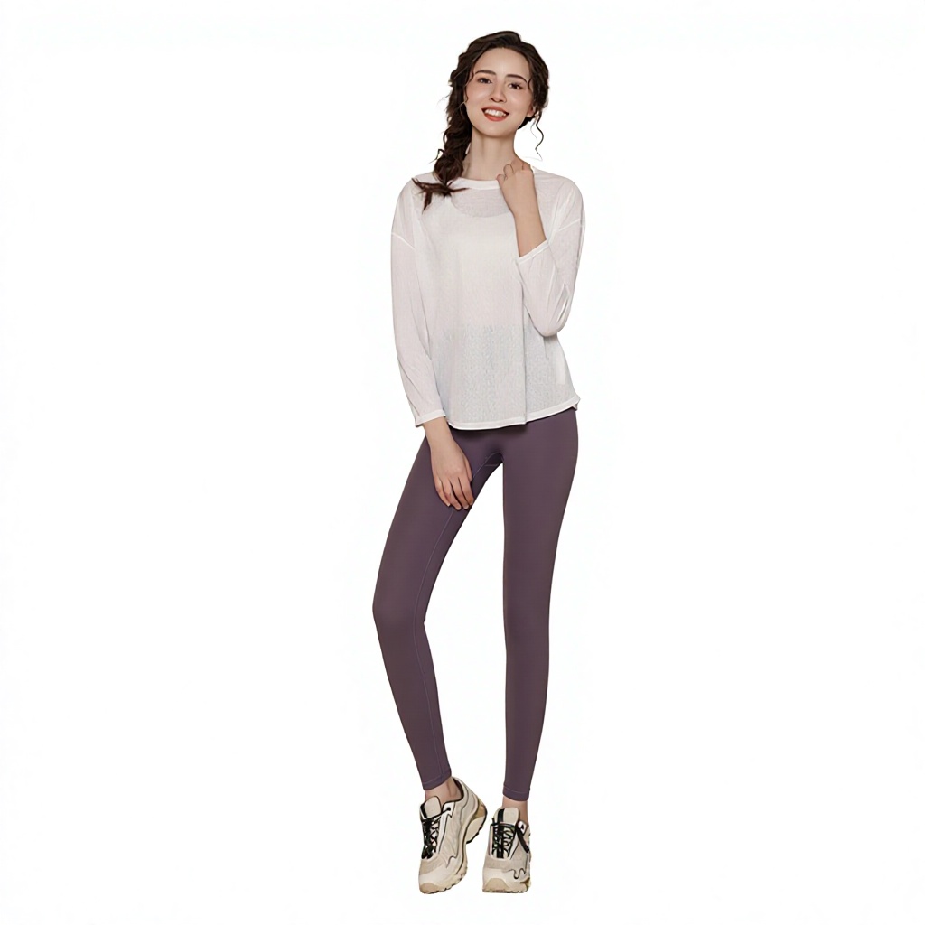 Loose-fit Winter Fitness T-shirt Thin Yoga Top Breathable Quick-drying Figure-flattering Pilates Set