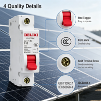 Interruptor Automático Miniatura Delixi 1P MCB para Riel DIN, 6kA 400V, Curva C, Protección Térmica Magnética para Sistemas Eléctricos Domésticos