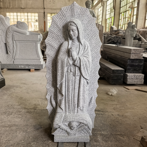 Estatua Clásica de Nuestra Señora de Guadalupe, Completamente Pulida, en Granito Gris Padang (G614) - Product Image 4
