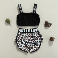 Ensembles de Vêtements d'Été pour Filles en Gros : Hauts Sans Manches et Shorts Imprimés Léopard – Tenues 2 Pièces pour Enfants
