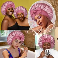 Nouveau bonnet en satin soyeux pour dormir, bonnet double couche avec bande élastique pour cheveux bouclés, bonnet de nuit avec logo personnalisé