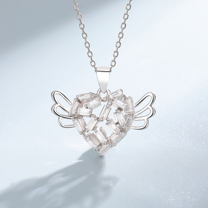 925 Bạc xuyên biên giới hình trái tim Vòng cổ có thiết kế độc đáo và độc đáo với một chuỗi xương đòn đơn giản - Product Image 2