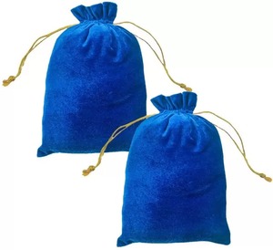 Sac Potli en velours unisexe QTC, élégant et bohème, avec fermeture à cordon, fleurs brodées, décoration boutonnée, 500 g - Product Image 2