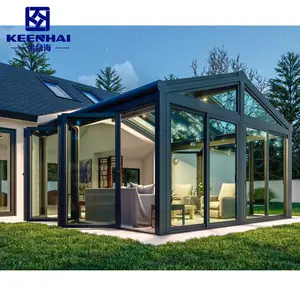 현대 유리 주택 햇빛 유리 방 야외 정원 선룸 무료 서 태양 녹색 주택