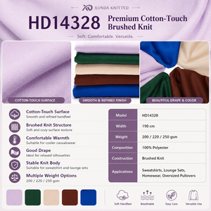 Tessuto in maglia 100% poliestere effetto cotone 200-250GSM, traspirante per felpe e set loungewear 14328 - Product Image 2