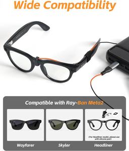 Cavo di ricarica USB-C per <span class=keywords><strong>RayBan</strong></span> Meta-2 AI occhiali intelligenti 1.5M linea di alimentazione di estensione portatile per Wayfarer/Skyler/Headliner - Product Image 3
