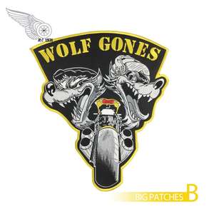 オートバイバイカーベストバックパッチウルフ刺Embroideredパッチ - Product Image 2