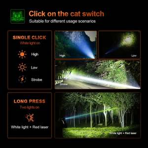 Linterna Táctica Recargable USB WOSEN con Puntero LED Verde de Alta Luminosidad, Zoom Giratorio, Alcance de Haz de 700-800M, IP65 - Product Image 3