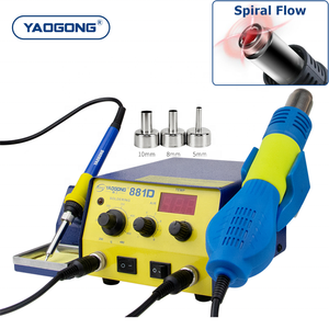 YAOGONG 881D Auto Sleep Termostato Soplador <span class=keywords><strong>de</strong></span> <span class=keywords><strong>calor</strong></span> 936 Soldadura <span class=keywords><strong>de</strong></span> hierro Herramienta <span class=keywords><strong>de</strong></span> reparación <span class=keywords><strong>de</strong></span> teléfonos móviles SMD Rework Estación <span class=keywords><strong>de</strong></span> soldadura <span class=keywords><strong>de</strong></span> <span class=keywords><strong>pistola</strong></span> <span class=keywords><strong>de</strong></span> aire caliente - Product Image 1